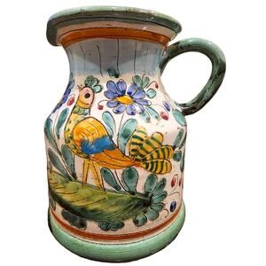 Vtg Napcoware Italian Ceramic Pottery Rooster Chicken Pitcher Italy Blue Flowers